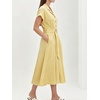 image:imageCHARTOU Women Button Down Linen Dress Summer Cap Sleeve Belted Flowy A Line Midi Long Shirt Dress with PocketsYellow