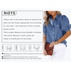 image:imageCHARTOU Womens Casual Washed Distressed Puff Sleeve Denim Button Down Shirt Jean Jacket CoatBlue
