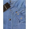 image:imageCHARTOU Womens Casual Washed Distressed Puff Sleeve Denim Button Down Shirt Jean Jacket CoatBlue