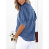 image:imageCHARTOU Womens Casual Washed Distressed Puff Sleeve Denim Button Down Shirt Jean Jacket CoatBlue