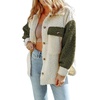 image:imageCHARTOU Womens Slouchy Fall Winter Fuzzy Faux Fleece Contrast Color Button Down Shacket JacketArmy Green