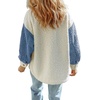 image:imageCHARTOU Womens Slouchy Fall Winter Fuzzy Faux Fleece Contrast Color Button Down Shacket JacketBlue