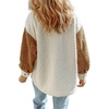 image:imageCHARTOU Womens Slouchy Fall Winter Fuzzy Faux Fleece Contrast Color Button Down Shacket JacketBrown