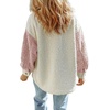 image:imageCHARTOU Womens Slouchy Fall Winter Fuzzy Faux Fleece Contrast Color Button Down Shacket JacketPink
