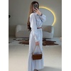 image:imageCHARTOU Womens Striped Maxi Long Shirt Dress Elegant Tiered Ruffle Hem Button Down Dress with BeltBlue
