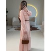 image:imageCHARTOU Womens Striped Maxi Long Shirt Dress Elegant Tiered Ruffle Hem Button Down Dress with BeltPink