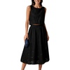 image:imageCHARTOU Women Eyelet Two Pieces Skirt Sets Floral Boho Sleeveless Crop Top and Elastic Waist Midi Skirt Summer SetsBlack