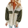 image:imageCHARTOU Womens Slouchy Fall Winter Fuzzy Faux Fleece Contrast Color Button Down Shacket JacketArmy Green