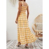 image:imageCHARTOU Plaid Summer Dresses for Women Spaghetti Strap Smocked Tiered Flounce Flowy Long DressYellow