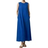 image:imageCHARTOU Summer Linen Maxi Dress Casual Shift Sleeveless Tank Sundress Beach Dresses with PocketsBlue