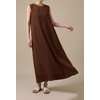 image:imageCHARTOU Summer Linen Maxi Dress Casual Shift Sleeveless Tank Sundress Beach Dresses with PocketsBrown