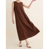 image:imageCHARTOU Summer Linen Maxi Dress Casual Shift Sleeveless Tank Sundress Beach Dresses with PocketsBrown