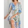 image:imageCHARTOU Women Boho Floral Printed Long Dress Summer Lantern Half Sleeve Beach Flowy Loose Swing Chiffon SundressBlue