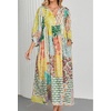 image:imageCHARTOU Women Boho Floral Printed Long Dress Summer Lantern Half Sleeve Beach Flowy Loose Swing Chiffon SundressGreen