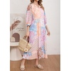 image:imageCHARTOU Women Boho Floral Printed Long Dress Summer Lantern Half Sleeve Beach Flowy Loose Swing Chiffon SundressPink