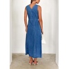 image:imageCHARTOU Women Cinched Waisted Long Denim Dress Sleeveless Sexy V Neck Slim Fit Tank Top Summer Jean DressBlue
