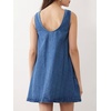 image:imageCHARTOU Women Cute Denim Mini Dress Summer Tie Front Polka Dot Jean Tank A Line Shift Dress with PocketsDark Blue