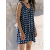 image:imageCHARTOU Women Floral Boho Mini Dress V Neck Tie Front Sleeveless Summer Beach Vacation Sundress with PocketsNavy