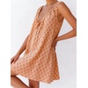image:imageCHARTOU Women Floral Boho Mini Dress V Neck Tie Front Sleeveless Summer Beach Vacation Sundress with PocketsPeach