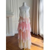 image:imageCHARTOU Women Ombre Tiered Lace Long Dress Spaghetti Strap Crisscross Backless Flowy Tulle Beach Party DressPink
