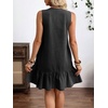 image:imageCHARTOU Women Ruffle Hem Denim Dress Summer Sleeveless Button Down Jean Vest Dress with PocketsBlack