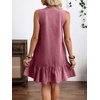 image:imageCHARTOU Women Ruffle Hem Denim Dress Summer Sleeveless Button Down Jean Vest Dress with PocketsRed