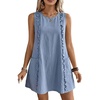 image:imageCHARTOU Women Sleeveless Short Shift Dress Summer Loose Tunic Cute Ruffle Trim Tank Dress with PocketsBlue