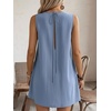 image:imageCHARTOU Women Sleeveless Short Shift Dress Summer Loose Tunic Cute Ruffle Trim Tank Dress with PocketsBlue
