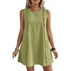 image:imageCHARTOU Women Sleeveless Short Shift Dress Summer Loose Tunic Cute Ruffle Trim Tank Dress with PocketsGreen