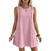 image:imageCHARTOU Women Sleeveless Short Shift Dress Summer Loose Tunic Cute Ruffle Trim Tank Dress with PocketsPink