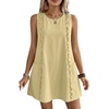 image:imageCHARTOU Women Sleeveless Short Shift Dress Summer Loose Tunic Cute Ruffle Trim Tank Dress with PocketsYellow
