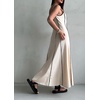image:imageCHARTOU Women Strap Contrast Trim Linen Tank Long Dress Elegant Zip Up Back Smocked Party Flowy DressApricot