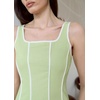 image:imageCHARTOU Women Strap Contrast Trim Linen Tank Long Dress Elegant Zip Up Back Smocked Party Flowy DressGreen