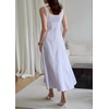 image:imageCHARTOU Women Strap Contrast Trim Linen Tank Long Dress Elegant Zip Up Back Smocked Party Flowy DressPurple