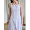 image:imageCHARTOU Women Strap Contrast Trim Linen Tank Long Dress Elegant Zip Up Back Smocked Party Flowy DressPurple