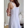 image:imageCHARTOU Women Strap Contrast Trim Linen Tank Long Dress Elegant Zip Up Back Smocked Party Flowy DressPurple