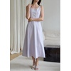 image:imageCHARTOU Women Strap Contrast Trim Linen Tank Long Dress Elegant Zip Up Back Smocked Party Flowy DressPurple