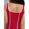 image:imageCHARTOU Women Strap Contrast Trim Linen Tank Long Dress Elegant Zip Up Back Smocked Party Flowy DressRed