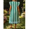 image:imageCHARTOU Women Striped Shift Midi Long Dress Summer Casual Flutter Sleeve Side Slit Vacation SundressGreen