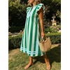 image:imageCHARTOU Women Striped Shift Midi Long Dress Summer Casual Flutter Sleeve Side Slit Vacation SundressGreen