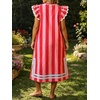 image:imageCHARTOU Women Striped Shift Midi Long Dress Summer Casual Flutter Sleeve Side Slit Vacation SundressRed