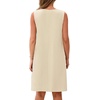 image:imageCHARTOU Women Summer Bow Tie Front Pleated Mini Babydoll Dress Crewneck Casual Sleeveless Short Dress PocketsApricot