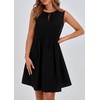 image:imageCHARTOU Women Summer Bow Tie Front Pleated Mini Babydoll Dress Crewneck Casual Sleeveless Short Dress PocketsBlack