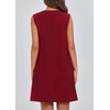 image:imageCHARTOU Women Summer Bow Tie Front Pleated Mini Babydoll Dress Crewneck Casual Sleeveless Short Dress PocketsBurgundy