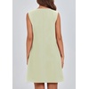 image:imageCHARTOU Women Summer Bow Tie Front Pleated Mini Babydoll Dress Crewneck Casual Sleeveless Short Dress PocketsMint Green