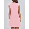 image:imageCHARTOU Women Summer Bow Tie Front Pleated Mini Babydoll Dress Crewneck Casual Sleeveless Short Dress PocketsPink