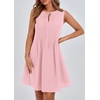 image:imageCHARTOU Women Summer Bow Tie Front Pleated Mini Babydoll Dress Crewneck Casual Sleeveless Short Dress PocketsPink