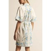 image:imageCHARTOU Women Summer Cotton Linen Mini Dress Short Sleeve Buttoned Paisley Boho Vacation Sundress with BeltBlue