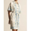 image:imageCHARTOU Women Summer Cotton Linen Mini Dress Short Sleeve Buttoned Paisley Boho Vacation Sundress with BeltBlue