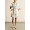 image:imageCHARTOU Women Summer Cotton Linen Mini Dress Short Sleeve Buttoned Paisley Boho Vacation Sundress with BeltBlue